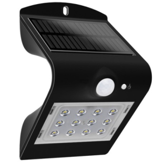 LEXS22B40-01 SOLAR GUARDIAN PIR WALL LIGHT BLACK IP65 1.5W 220LM 4000K