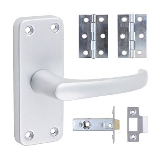 200235 CONTRACTORS LEVER LATCH DOOR PACK SATIN ANODISED ALUMINIUM