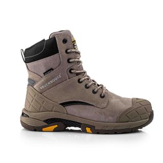 BUCKBOOTZ BLASTZ Safety High-Leg Lace/Zip Boot – Waterproof – Stone – Size 9
