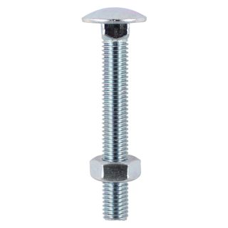 M10 X 150 Carriage Bolt & Hex Nut - Bzp 2 Pcs