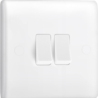 842-01 WHITE NEXUS MOULDED DOUBLE SWITCH, 10AX 2 WAY