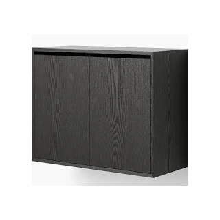 (w) NEW YORK PTO BLACK 1000MM PANTRTY SHELVED GREY LINNEN CABINET PREMIUM