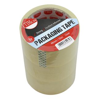 50M X 48Mm Packaging Tape - Clear 3 Pcs