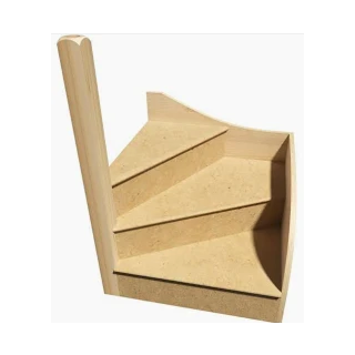 (w) KWICKSTAIRS SINGLE LEFT HAND WINDER KIT UNPRIMED 3 TREAD