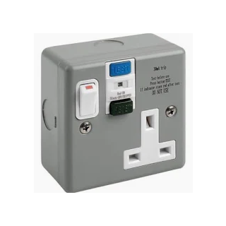 (w) MC554ARCD-01 METAL CLAD UNSWIRCHED 13A FCA RCD PROTECTION FLEX OUTLET