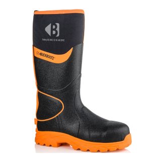 BUCKBOOTZ Black/Orange Welly Boot – Size 12