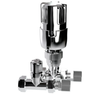 Twin Pack Chrome Plated Straight Radiator Valve 15mm Column